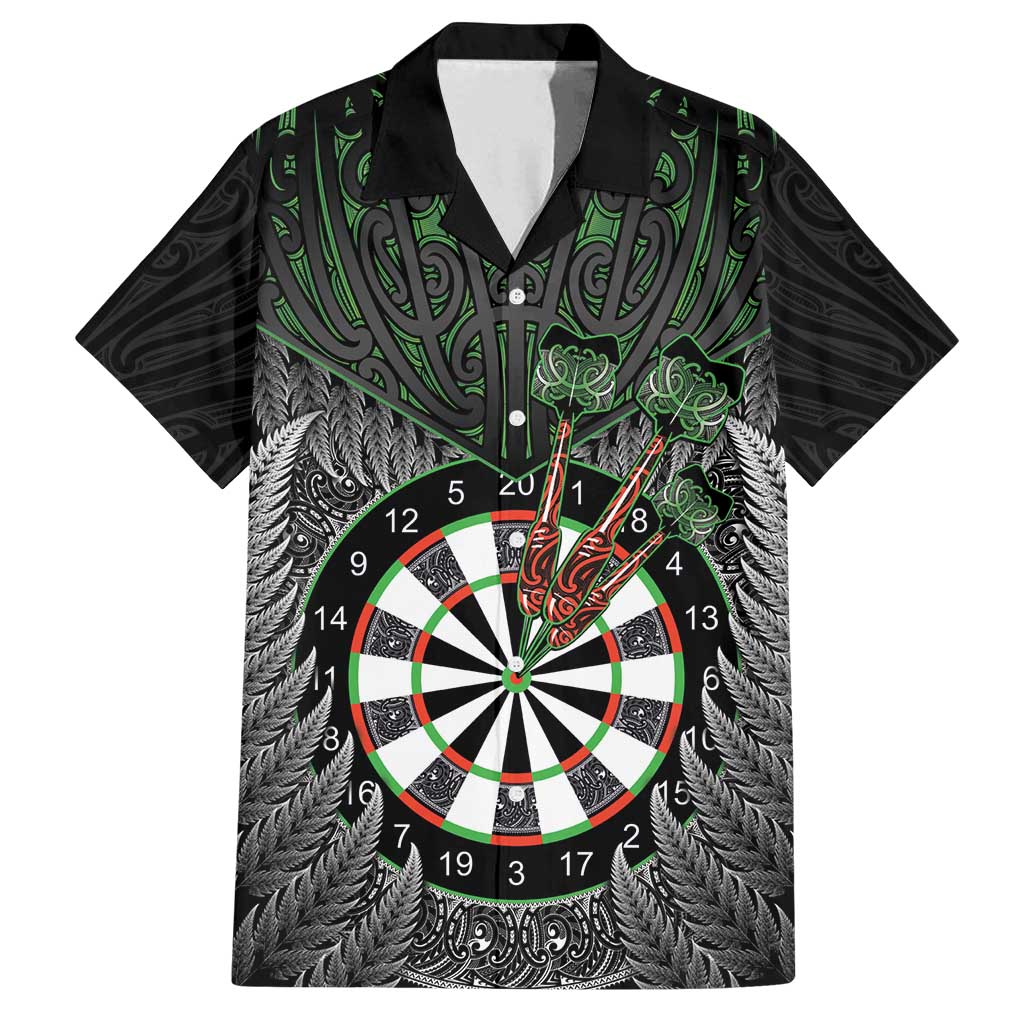 Personalised New Zealand Darts Family Matching Puletasi and Hawaiian Shirt Dartboard Maori Fern Puhoro Art