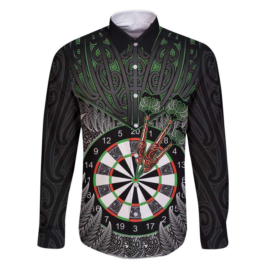 Personalised New Zealand Darts Family Matching Puletasi and Hawaiian Shirt Dartboard Maori Fern Puhoro Art
