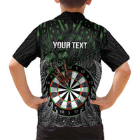 Personalised New Zealand Darts Kid Hawaiian Shirt Dartboard Maori Fern Puhoro Art