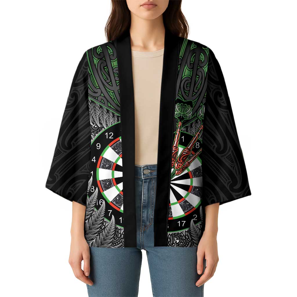 Personalised New Zealand Darts Kimono Dartboard Maori Fern Puhoro Art - Polynesian Pride