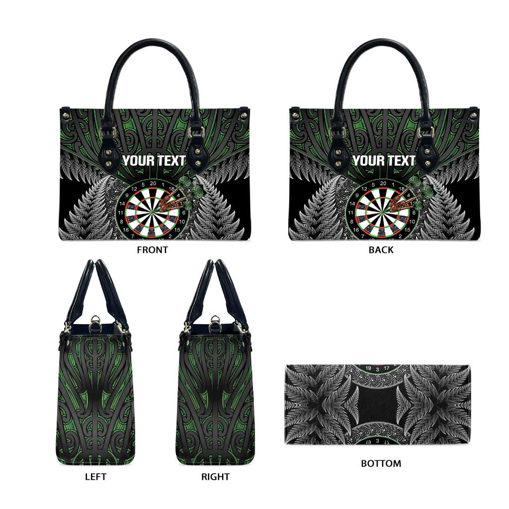 Personalised New Zealand Darts Leather Bag Dartboard Maori Fern Puhoro Art - Polynesian Pride