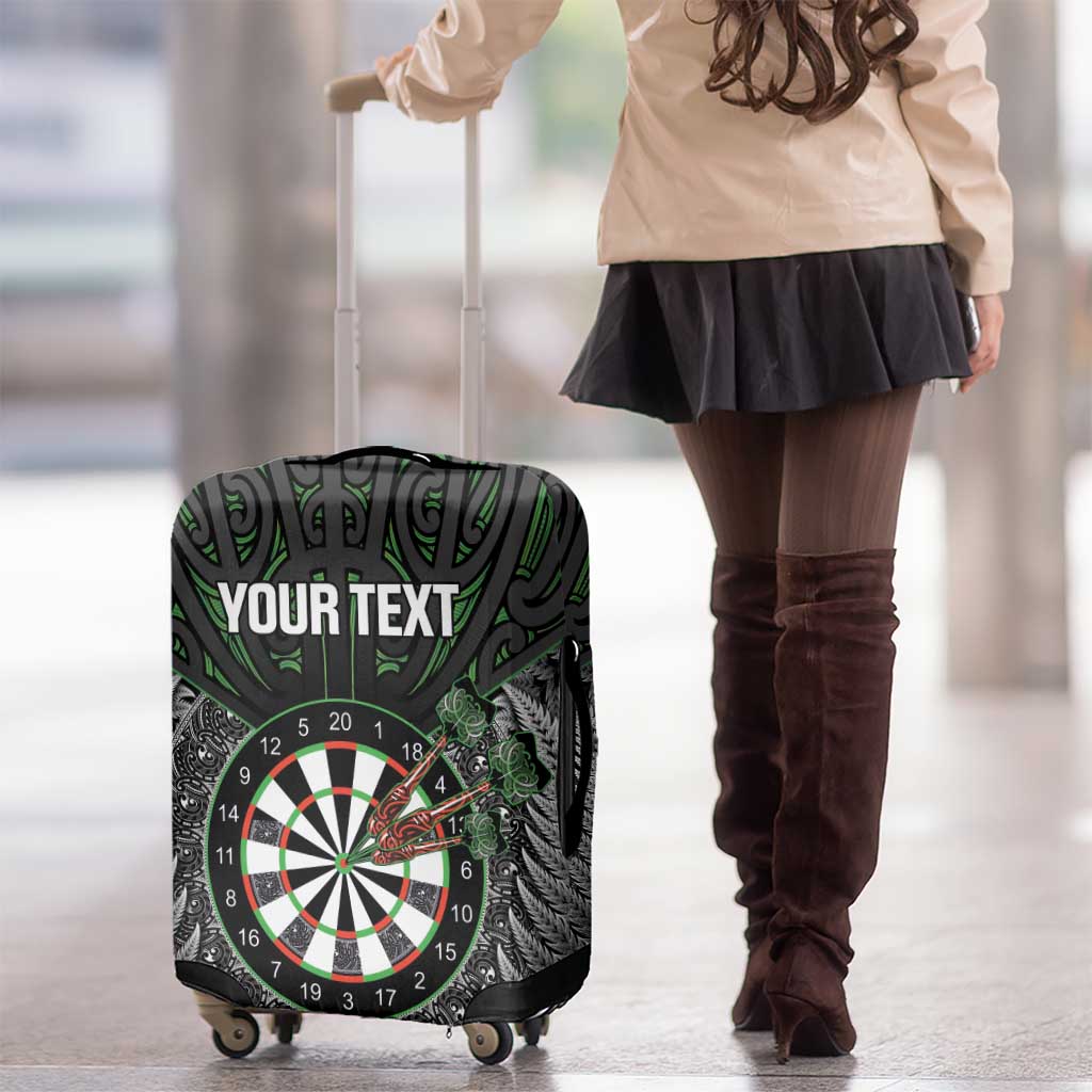 Personalised New Zealand Darts Luggage Cover Dartboard Maori Fern Puhoro Art