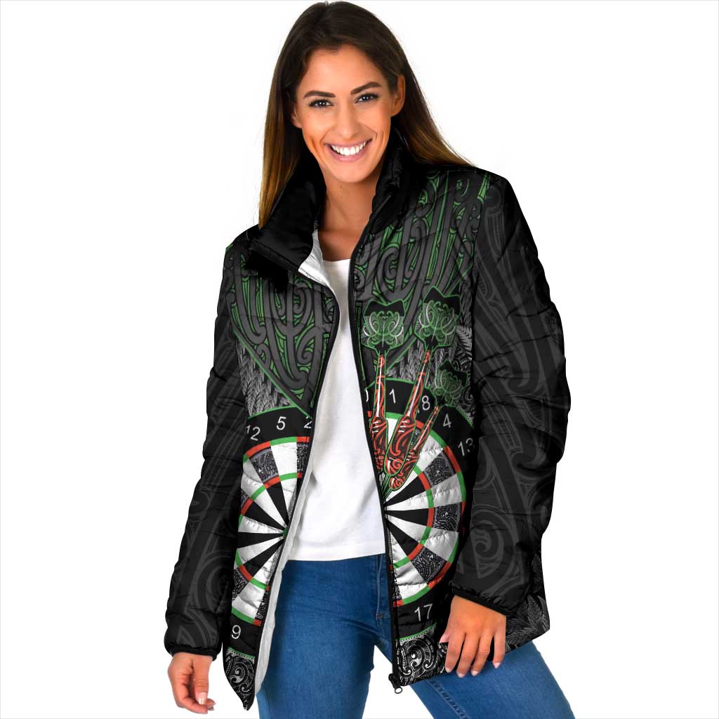 Personalised New Zealand Darts Padded Jacket Dartboard Maori Fern Puhoro Art - Polynesian Pride