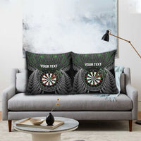 Personalised New Zealand Darts Pillow Cover Dartboard Maori Fern Puhoro Art - Polynesian Pride