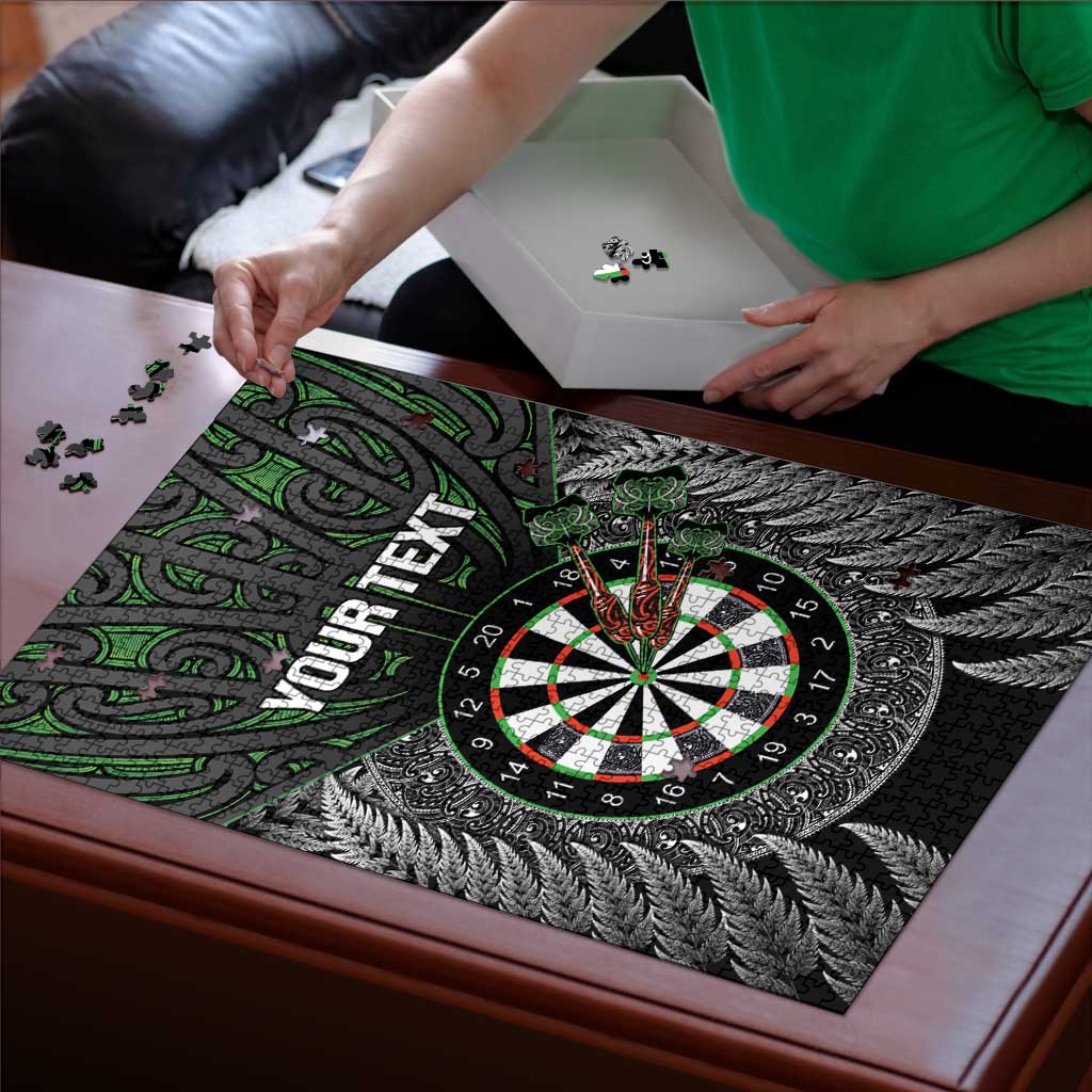 Personalised New Zealand Darts Puzzle Dartboard Maori Fern Puhoro Art - Polynesian Pride