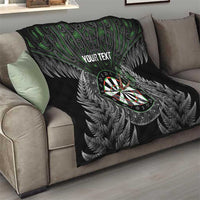 Personalised New Zealand Darts Quilt Dartboard Maori Fern Puhoro Art