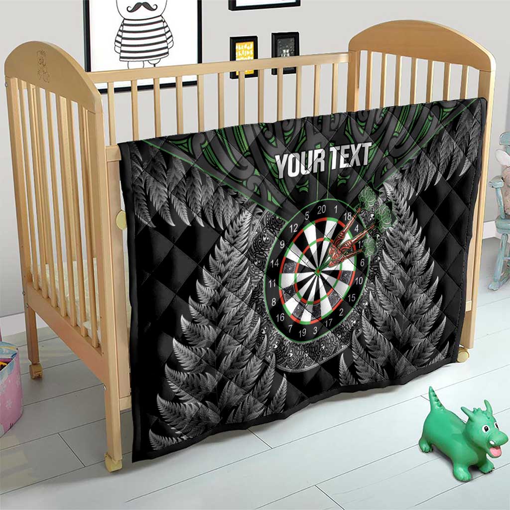 Personalised New Zealand Darts Quilt Dartboard Maori Fern Puhoro Art