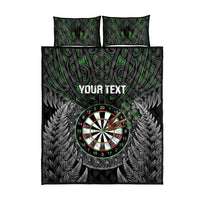 Personalised New Zealand Darts Quilt Bed Set Dartboard Maori Fern Puhoro Art