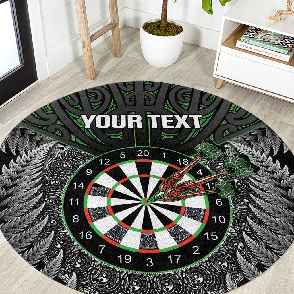 Personalised New Zealand Darts Round Carpet Dartboard Maori Fern Puhoro Art
