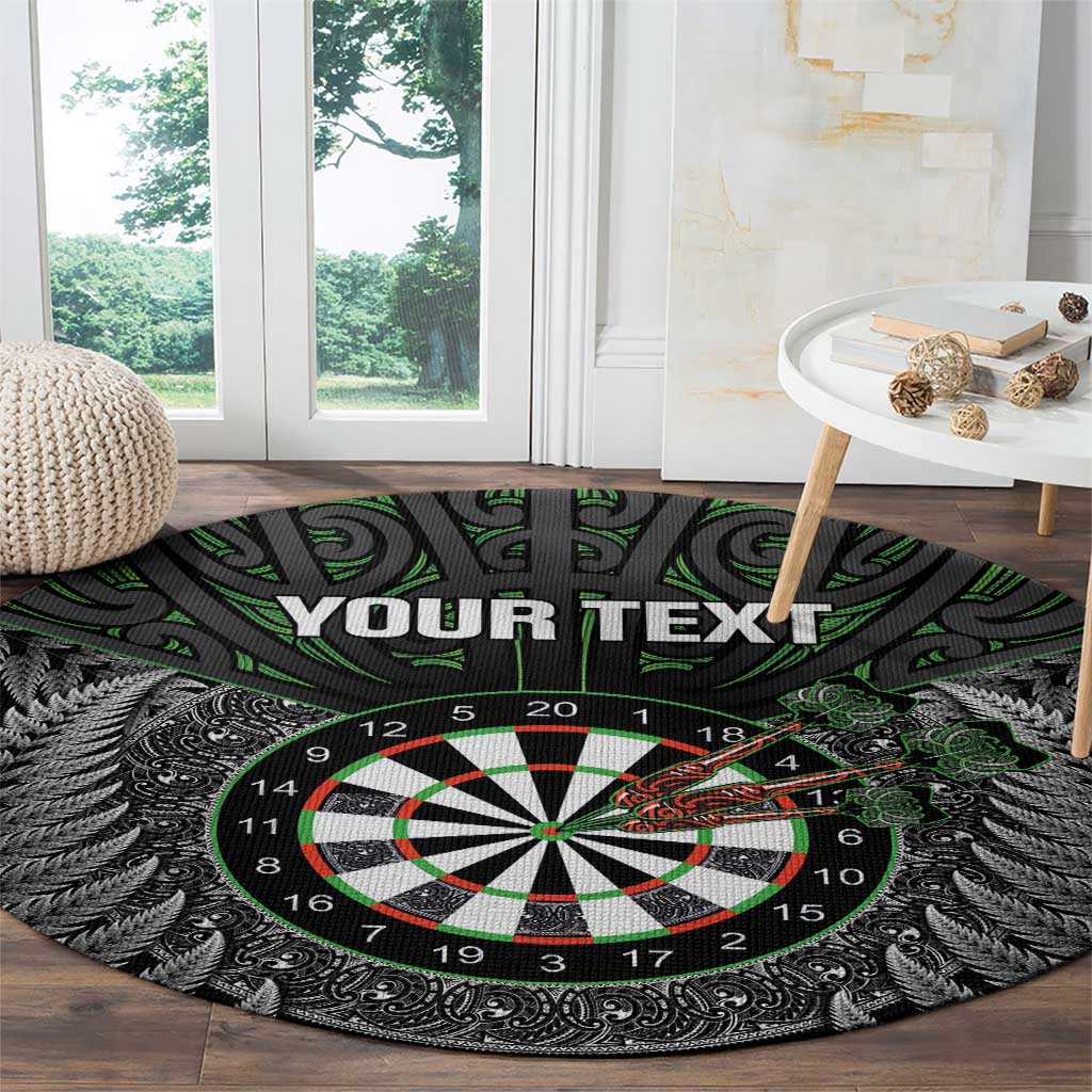 Personalised New Zealand Darts Round Carpet Dartboard Maori Fern Puhoro Art