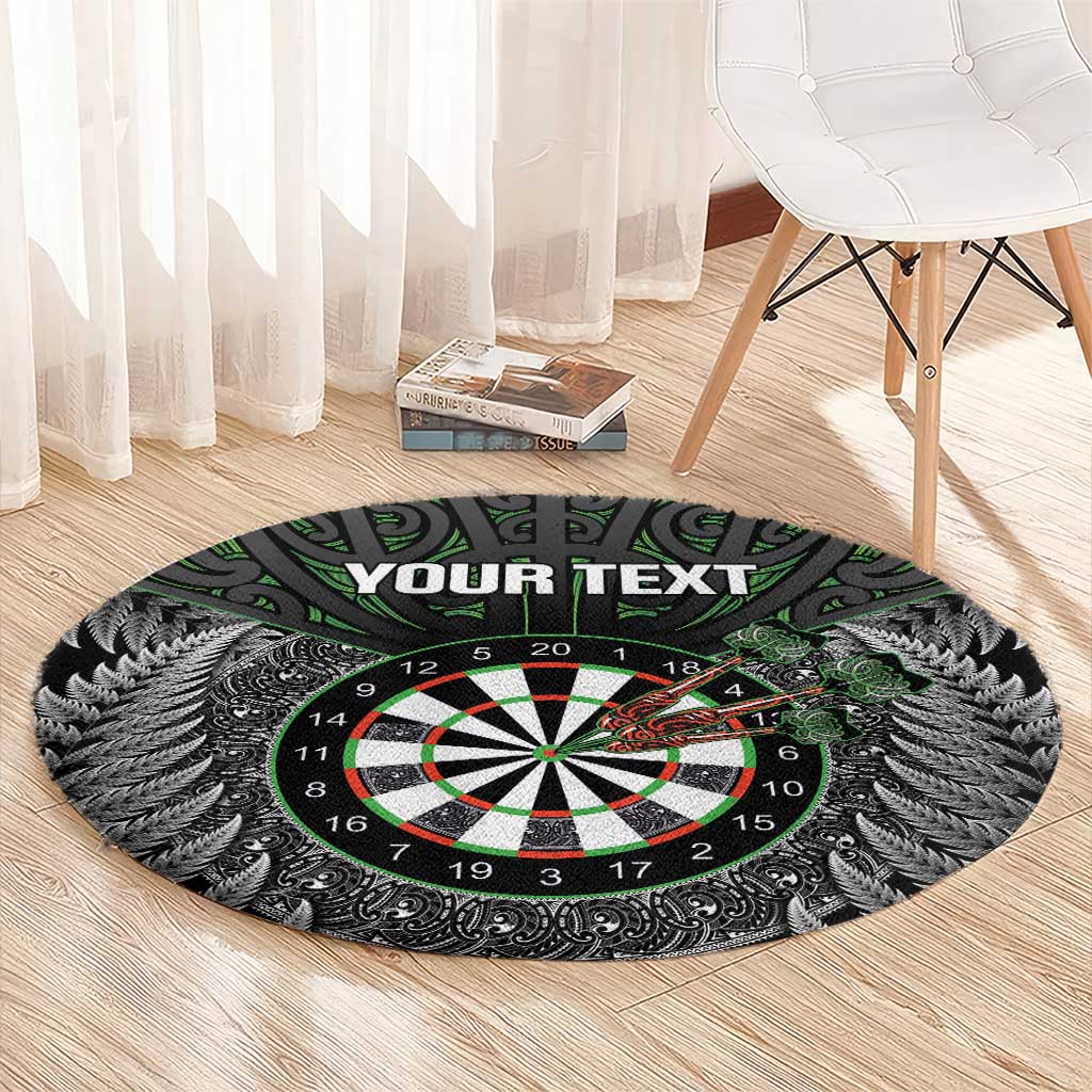 Personalised New Zealand Darts Round Carpet Dartboard Maori Fern Puhoro Art