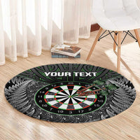 Personalised New Zealand Darts Round Carpet Dartboard Maori Fern Puhoro Art