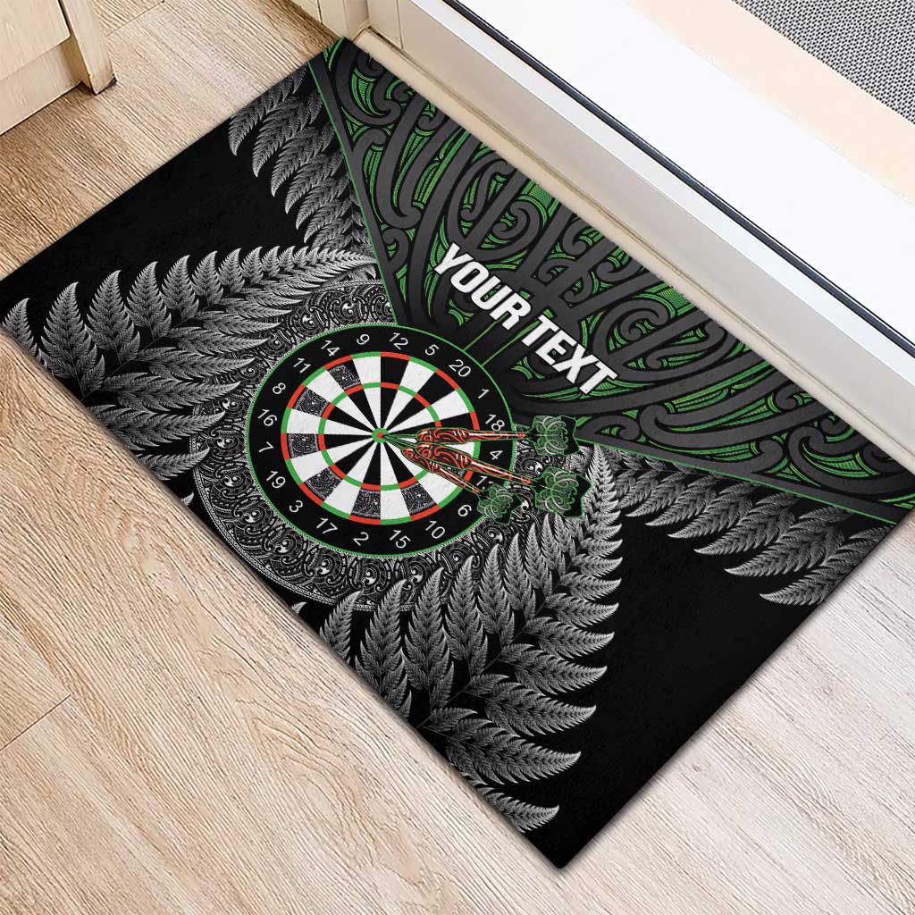 Personalised New Zealand Darts Rubber Doormat Dartboard Maori Fern Puhoro Art