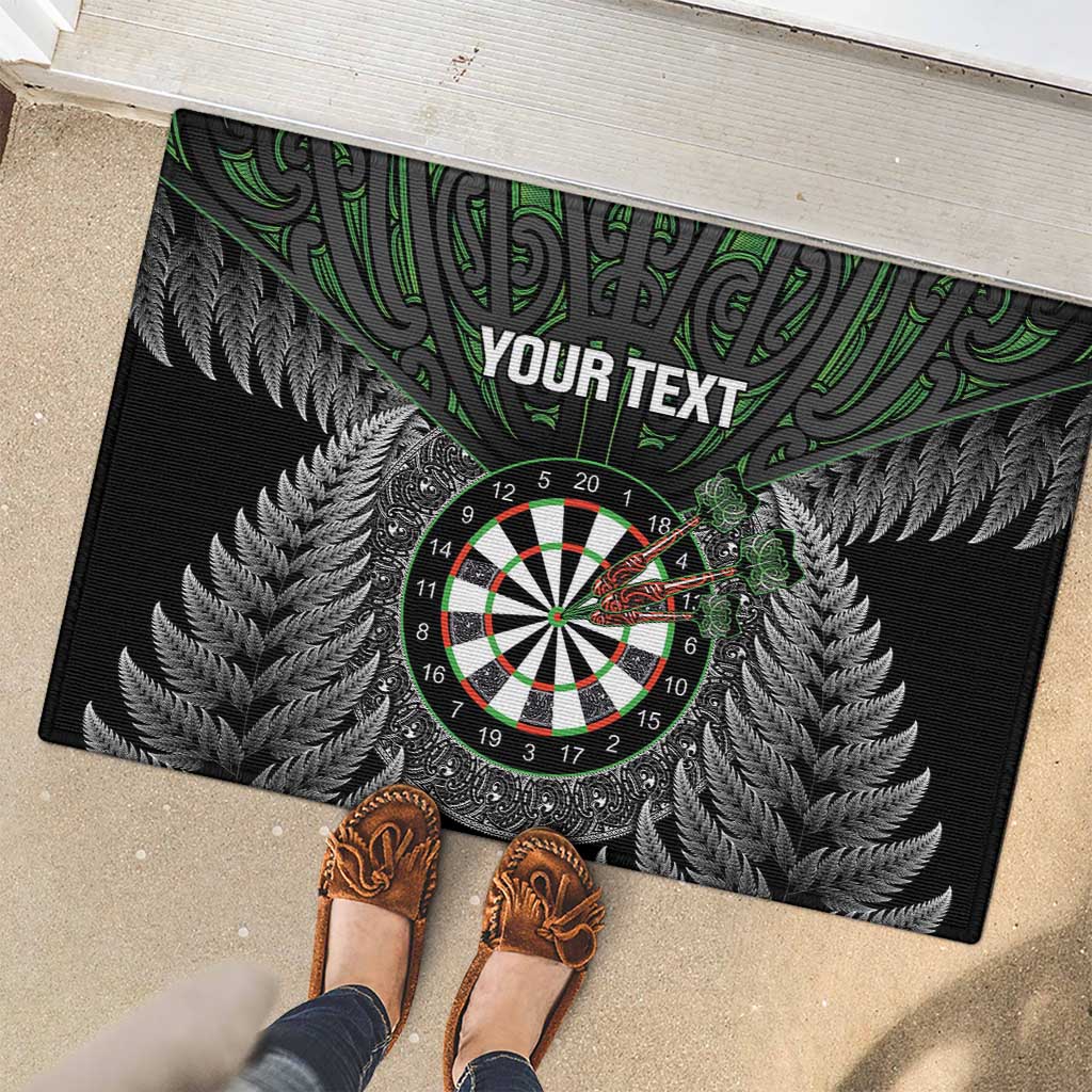 Personalised New Zealand Darts Rubber Doormat Dartboard Maori Fern Puhoro Art