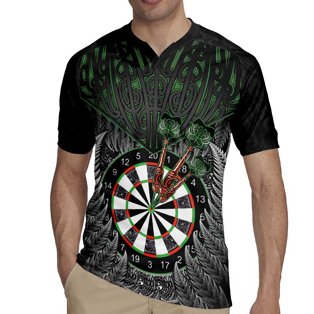 Personalised New Zealand Darts Rugby Jersey Dartboard Maori Fern Puhoro Art