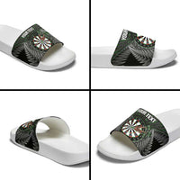 Personalised New Zealand Darts Slide Sandals Dartboard Maori Fern Puhoro Art - Polynesian Pride