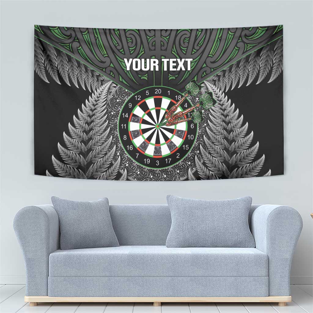 Personalised New Zealand Darts Tapestry Dartboard Maori Fern Puhoro Art
