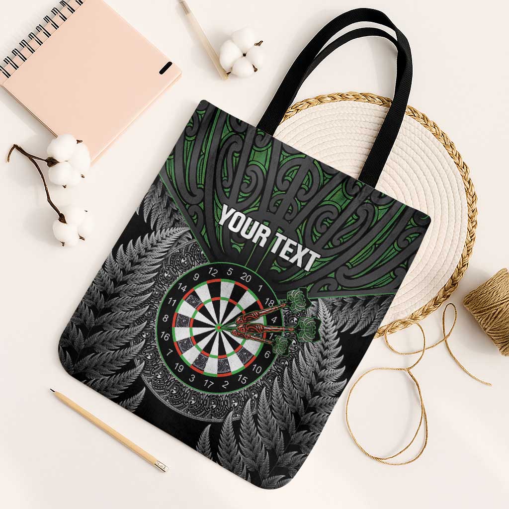 Personalised New Zealand Darts Tote Bag Dartboard Maori Fern Puhoro Art - Polynesian Pride