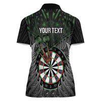 Personalised New Zealand Darts Women Polo Shirt Dartboard Maori Fern Puhoro Art