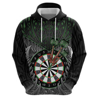 Personalised New Zealand Darts Zip Hoodie Dartboard Maori Fern Puhoro Art