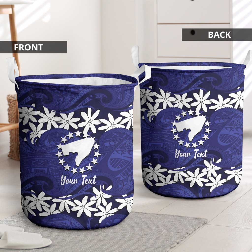 Personalised Cook Islands Pukapuka Laundry Basket Tiare Maori Polynesian Waves Tattoo LT14 - Polynesian Pride