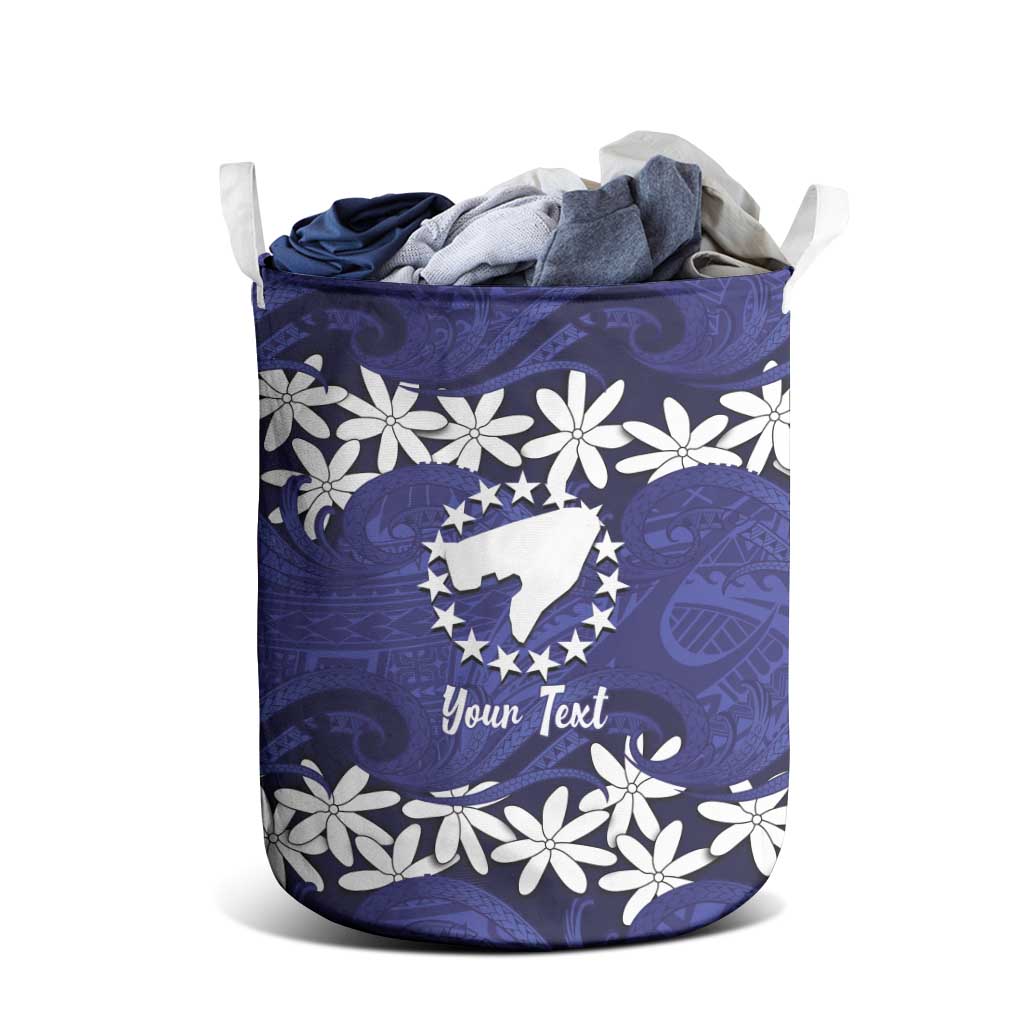 Personalised Cook Islands Pukapuka Laundry Basket Tiare Maori Polynesian Waves Tattoo LT14 - Polynesian Pride