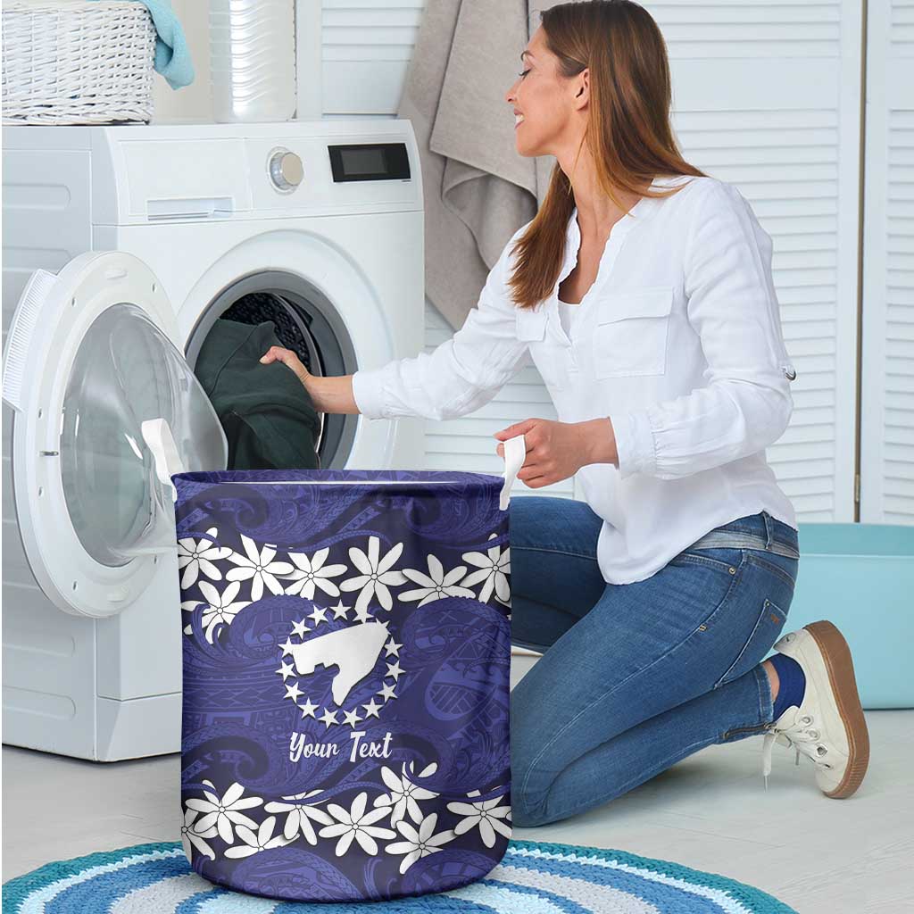 Personalised Cook Islands Pukapuka Laundry Basket Tiare Maori Polynesian Waves Tattoo LT14 - Polynesian Pride