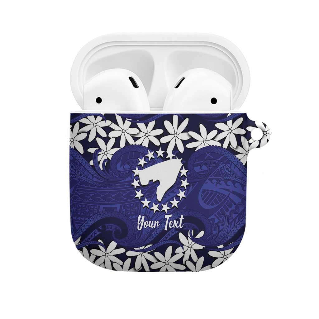 Personalised Cook Islands Pukapuka AirPods Case Tiare Maori Polynesian Waves Tattoo LT14 Blue - Polynesian Pride