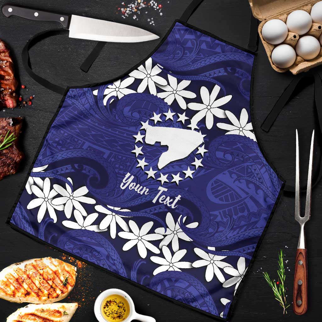 Personalised Cook Islands Pukapuka Apron Tiare Maori Polynesian Waves Tattoo LT14 Blue - Polynesian Pride
