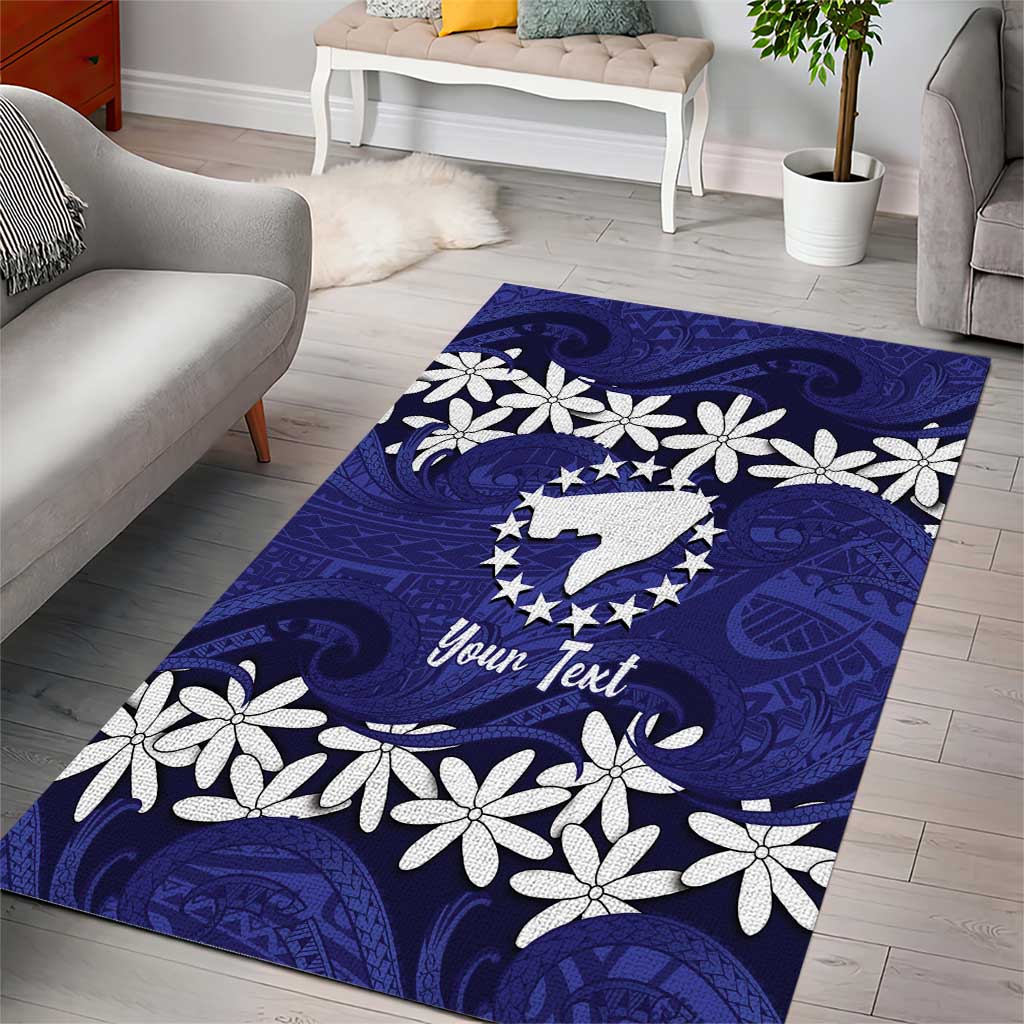 Personalised Cook Islands Pukapuka Area Rug Tiare Maori Polynesian Waves Tattoo LT14 - Polynesian Pride