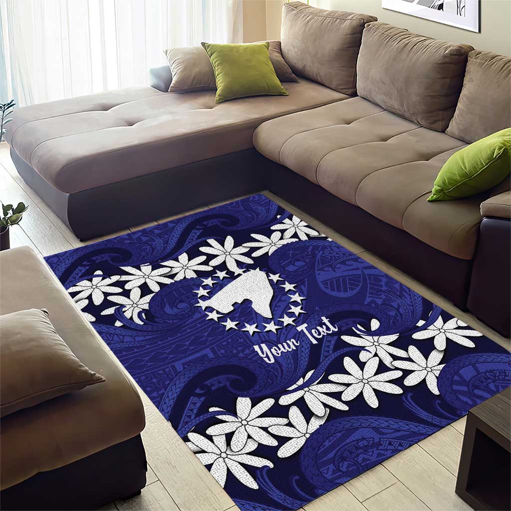 Personalised Cook Islands Pukapuka Area Rug Tiare Maori Polynesian Waves Tattoo LT14 - Polynesian Pride