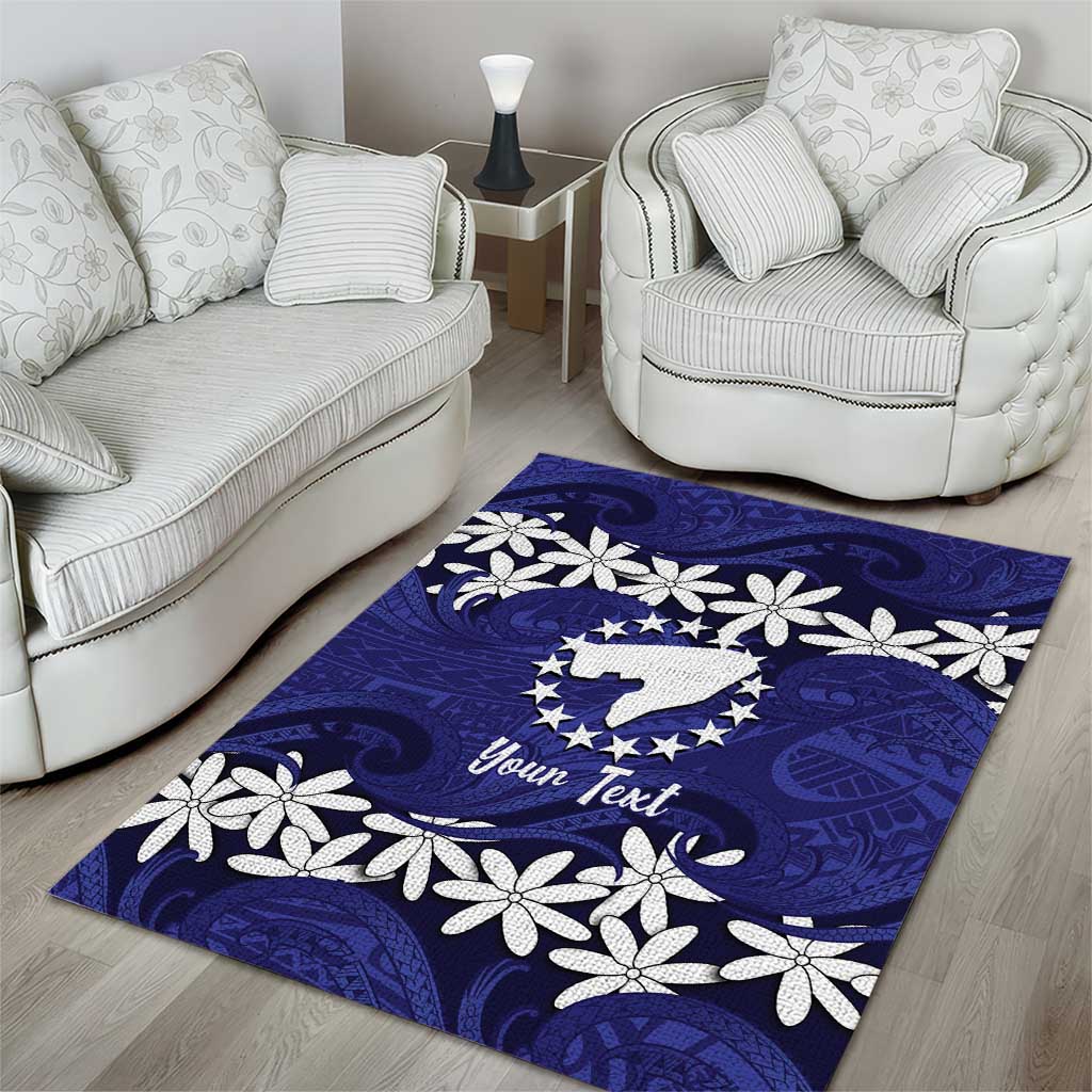 Personalised Cook Islands Pukapuka Area Rug Tiare Maori Polynesian Waves Tattoo LT14 - Polynesian Pride