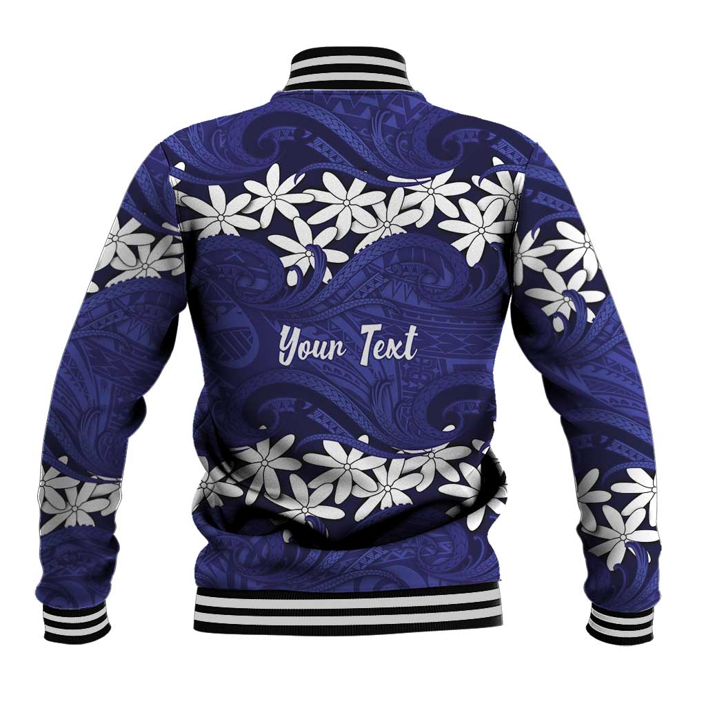 Personalised Cook Islands Pukapuka Baseball Jacket Tiare Maori Polynesian Waves Tattoo LT14 - Polynesian Pride