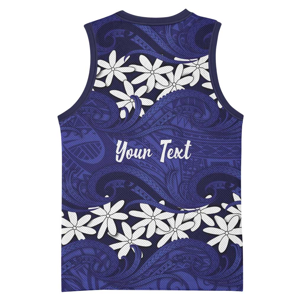 Personalised Cook Islands Pukapuka Basketball Jersey Tiare Maori Polynesian Waves Tattoo LT14 - Polynesian Pride