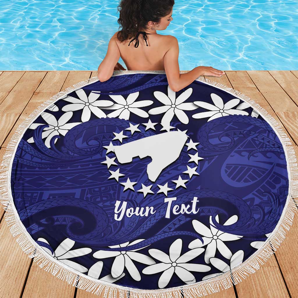 Personalised Cook Islands Pukapuka Beach Blanket Tiare Maori Polynesian Waves Tattoo LT14 - Polynesian Pride