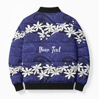 Personalised Cook Islands Pukapuka Bomber Puffer Jacket Tiare Maori Polynesian Waves Tattoo LT14 - Polynesian Pride
