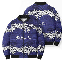 Personalised Cook Islands Pukapuka Bomber Puffer Jacket Tiare Maori Polynesian Waves Tattoo LT14 - Polynesian Pride