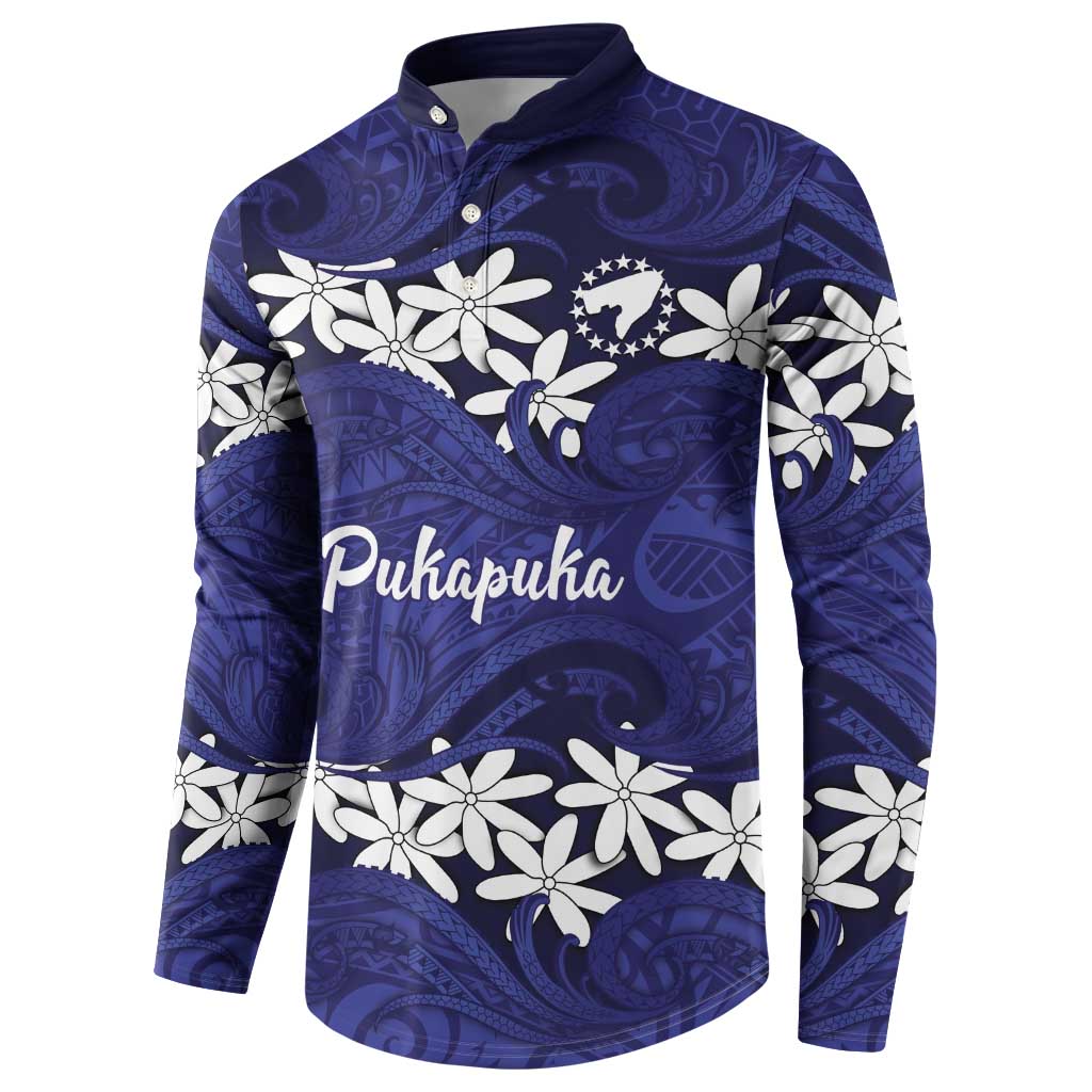 Personalised Cook Islands Pukapuka Button Sweatshirt Tiare Maori Polynesian Waves Tattoo LT14 - Polynesian Pride
