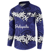 Personalised Cook Islands Pukapuka Button Sweatshirt Tiare Maori Polynesian Waves Tattoo LT14 - Polynesian Pride