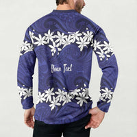 Personalised Cook Islands Pukapuka Button Sweatshirt Tiare Maori Polynesian Waves Tattoo LT14 - Polynesian Pride