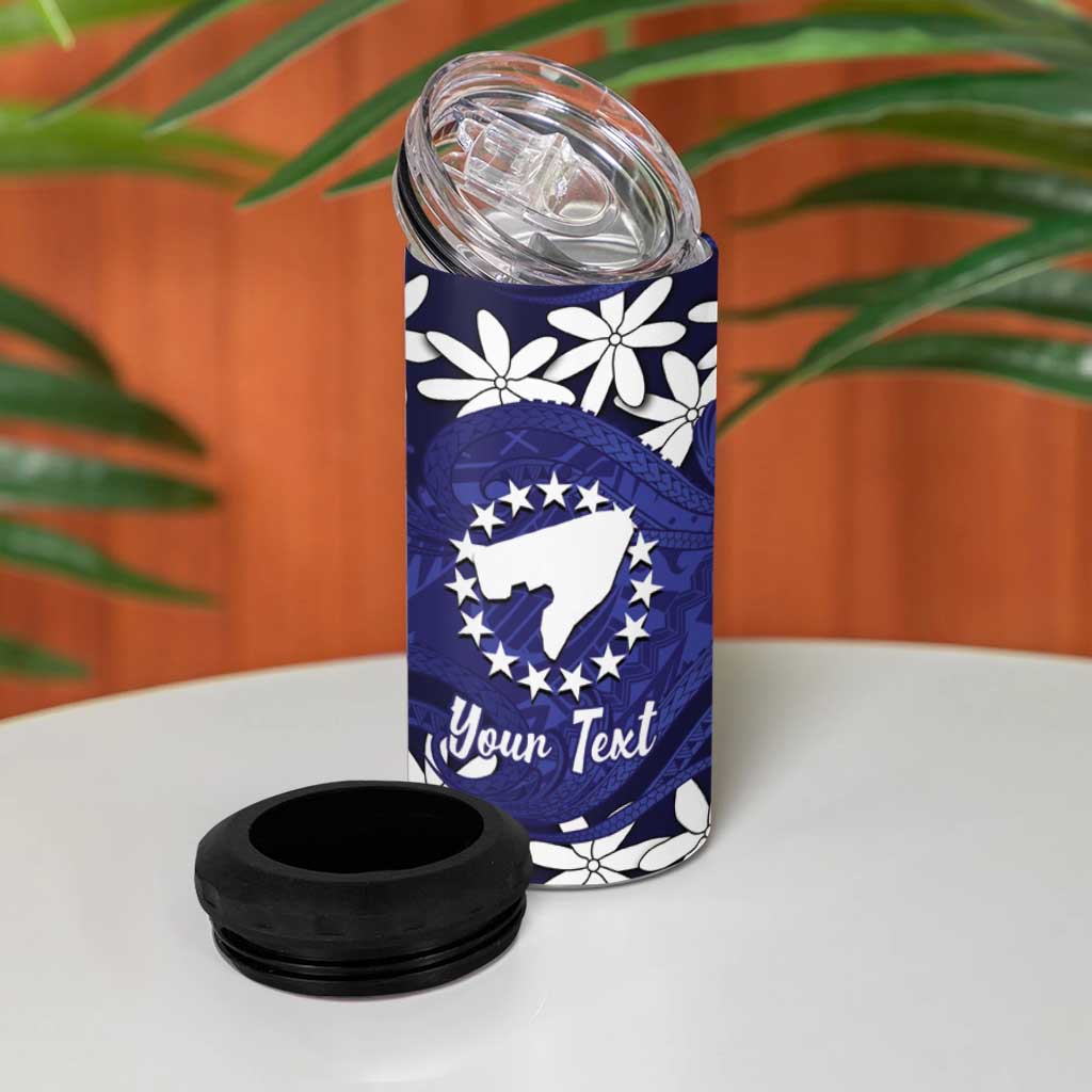Personalised Cook Islands Pukapuka 4 in 1 Can Cooler Tumbler Tiare Maori Polynesian Waves Tattoo LT14 - Polynesian Pride