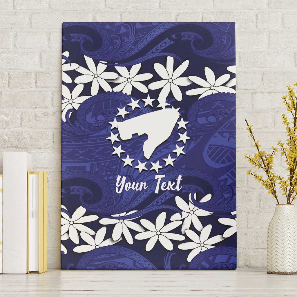 Personalised Cook Islands Pukapuka Canvas Wall Art Tiare Maori Polynesian Waves Tattoo LT14 Without Frame Blue - Polynesian Pride