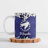 Personalised Cook Islands Pukapuka Ceramic Mug Tiare Maori Polynesian Waves Tattoo LT14 Blue - Polynesian Pride