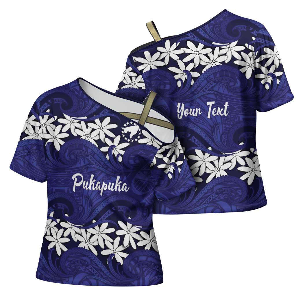 Personalised Cook Islands Pukapuka Cross Shoulder Shirt Tiare Maori Polynesian Waves Tattoo LT14 - Polynesian Pride