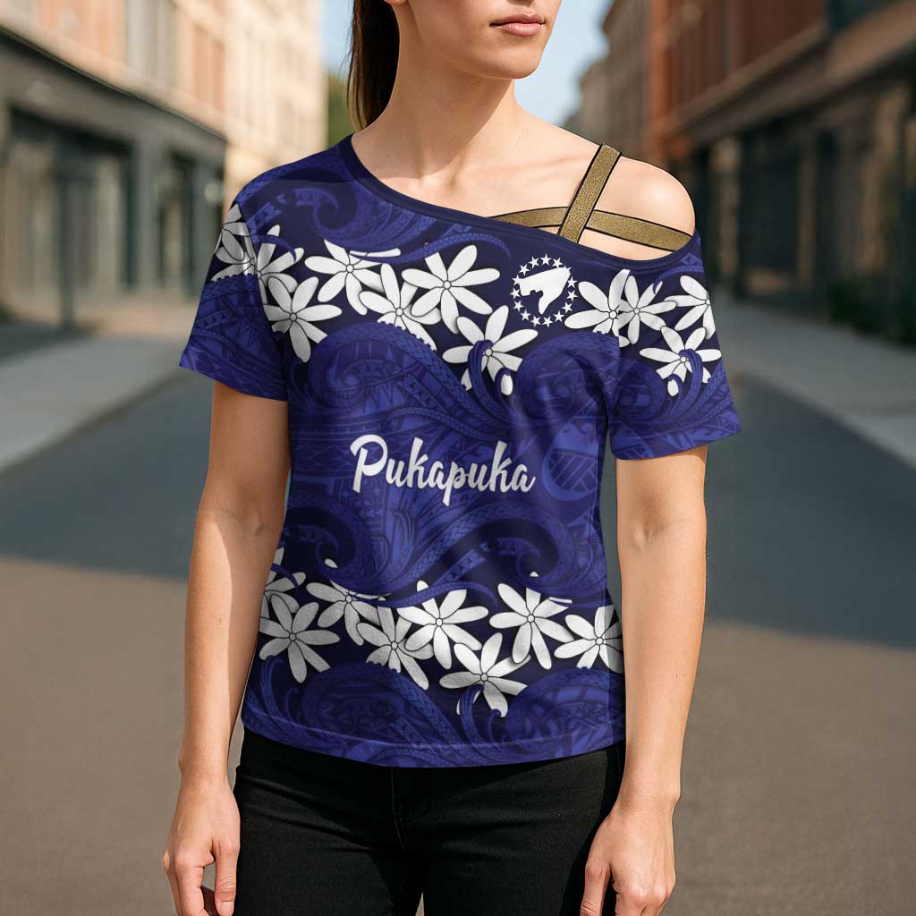 Personalised Cook Islands Pukapuka Cross Shoulder Shirt Tiare Maori Polynesian Waves Tattoo LT14 - Polynesian Pride
