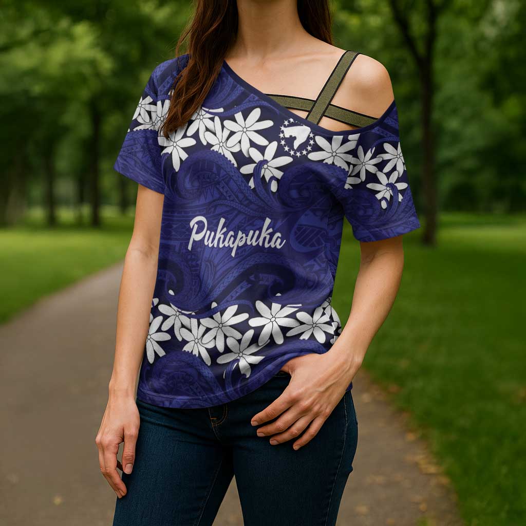 Personalised Cook Islands Pukapuka Cross Shoulder Shirt Tiare Maori Polynesian Waves Tattoo LT14 - Polynesian Pride