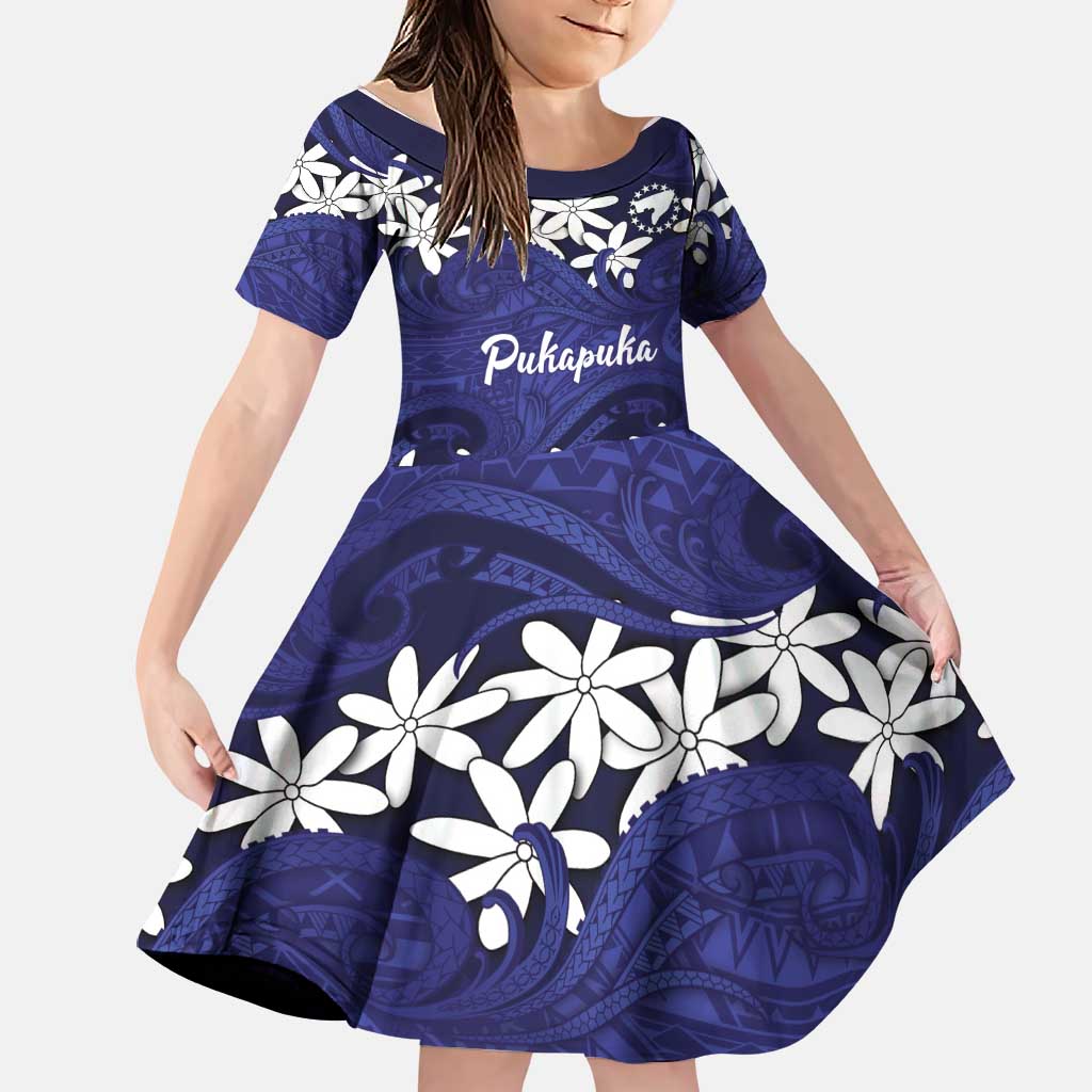 Personalised Cook Islands Pukapuka Family Matching Long Sleeve Bodycon Dress and Hawaiian Shirt Tiare Maori Polynesian Waves Tattoo