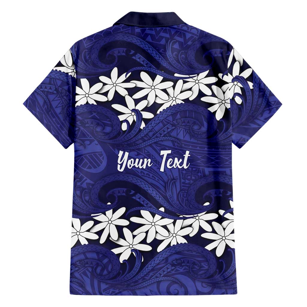Personalised Cook Islands Pukapuka Family Matching Short Sleeve Bodycon Dress and Hawaiian Shirt Tiare Maori Polynesian Waves Tattoo