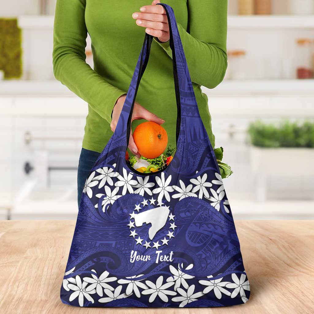 Personalised Cook Islands Pukapuka Grocery Bag Tiare Maori Polynesian Waves Tattoo LT14 - Polynesian Pride