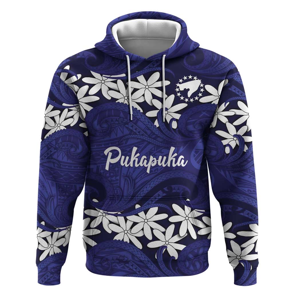 Personalised Cook Islands Pukapuka Hoodie Tiare Maori Polynesian Waves Tattoo